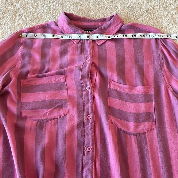 Ana pink and purple striped button up blouse - Picture 8 of 16
